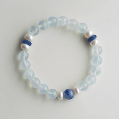 OZ Dorothy Series BU1004 Glacial Aquamarine & Natural Freshwater Pearl Bracelet