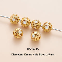 OZ DIY AC13000 8mm/10mm Gold Plated Spacer Bead (3 Pcs)