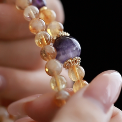 OZ Himalaya Series YE1005 Double Wrap Citrine & Amethyst Chakra Bracelet