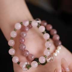 OZ Himalaya Series PK1014 Elegant Purple Lepidolite Bracelet with Pearl Accents