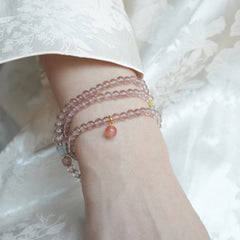 OZ  Dunhuang Series PK1001 Strawberry Rose Quartz & Southern Red Agate Bracelet