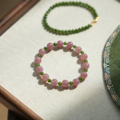 OZ Dorothy Series PL1003 Purple Malaysian Rose Quartz & Nephrite Bracelet