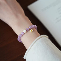 OZ Dunhuang Series PL1000 Kunzite Crystal Bracelet, with Ivory Nut and Beeswax