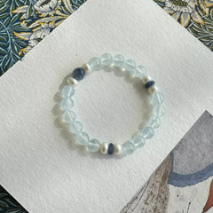 OZ Dorothy Series BU1004 Glacial Aquamarine & Natural Freshwater Pearl Bracelet