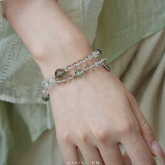OZ Dorothy Series WH1002 Clear Quartz & Green Phantom Bracelet