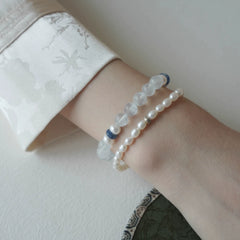 OZ Dorothy Series BU1004 Glacial Aquamarine & Natural Freshwater Pearl Bracelet