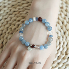 OZ Himalaya Series BU1006 Kyanite, Pearl, Blood Amber & Clear Quartz Bracelet
