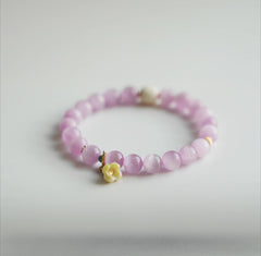 OZ Dunhuang Series PL1000 Kunzite Crystal Bracelet, with Ivory Nut and Beeswax