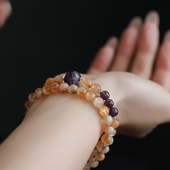 OZ Himalaya Series YE1005 Double Wrap Citrine & Amethyst Chakra Bracelet