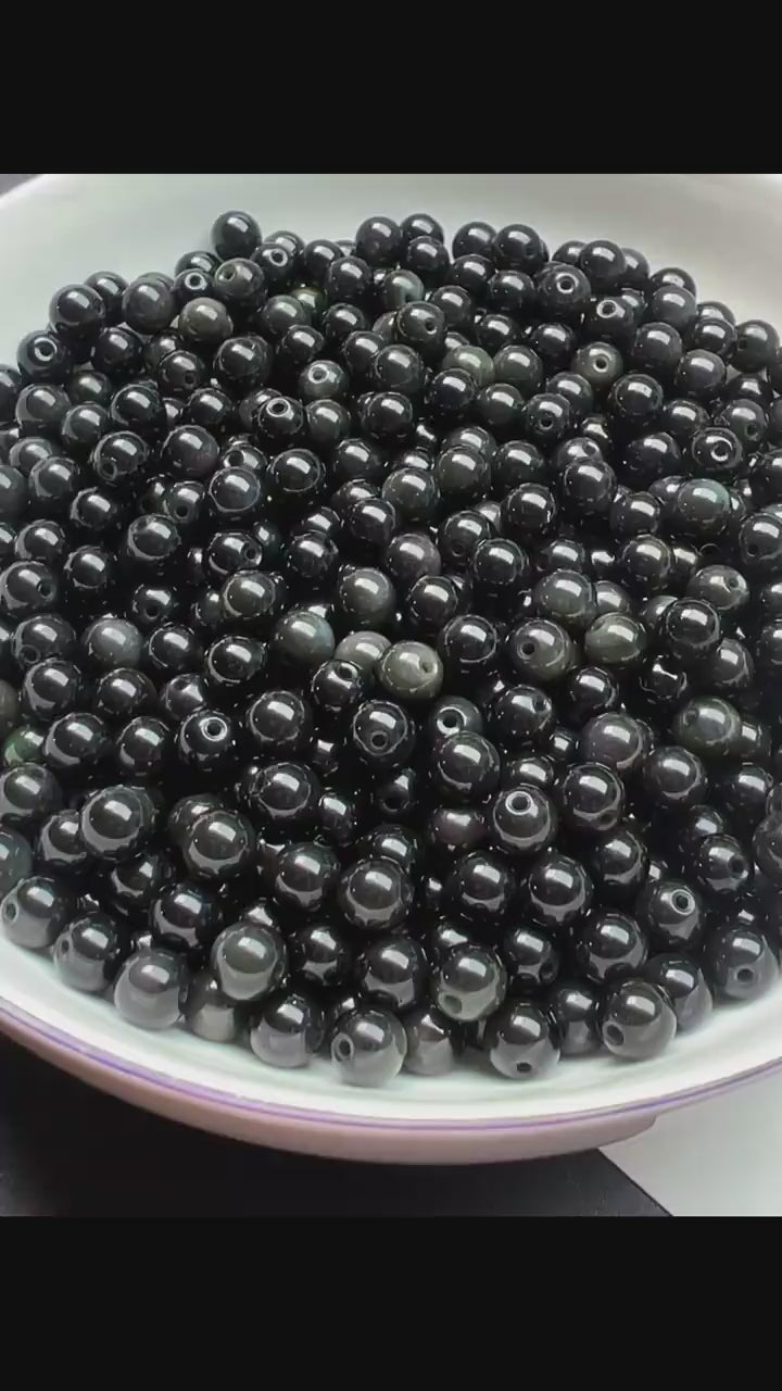 OZ DIY BK6003 Black Obsidian Loose Bead