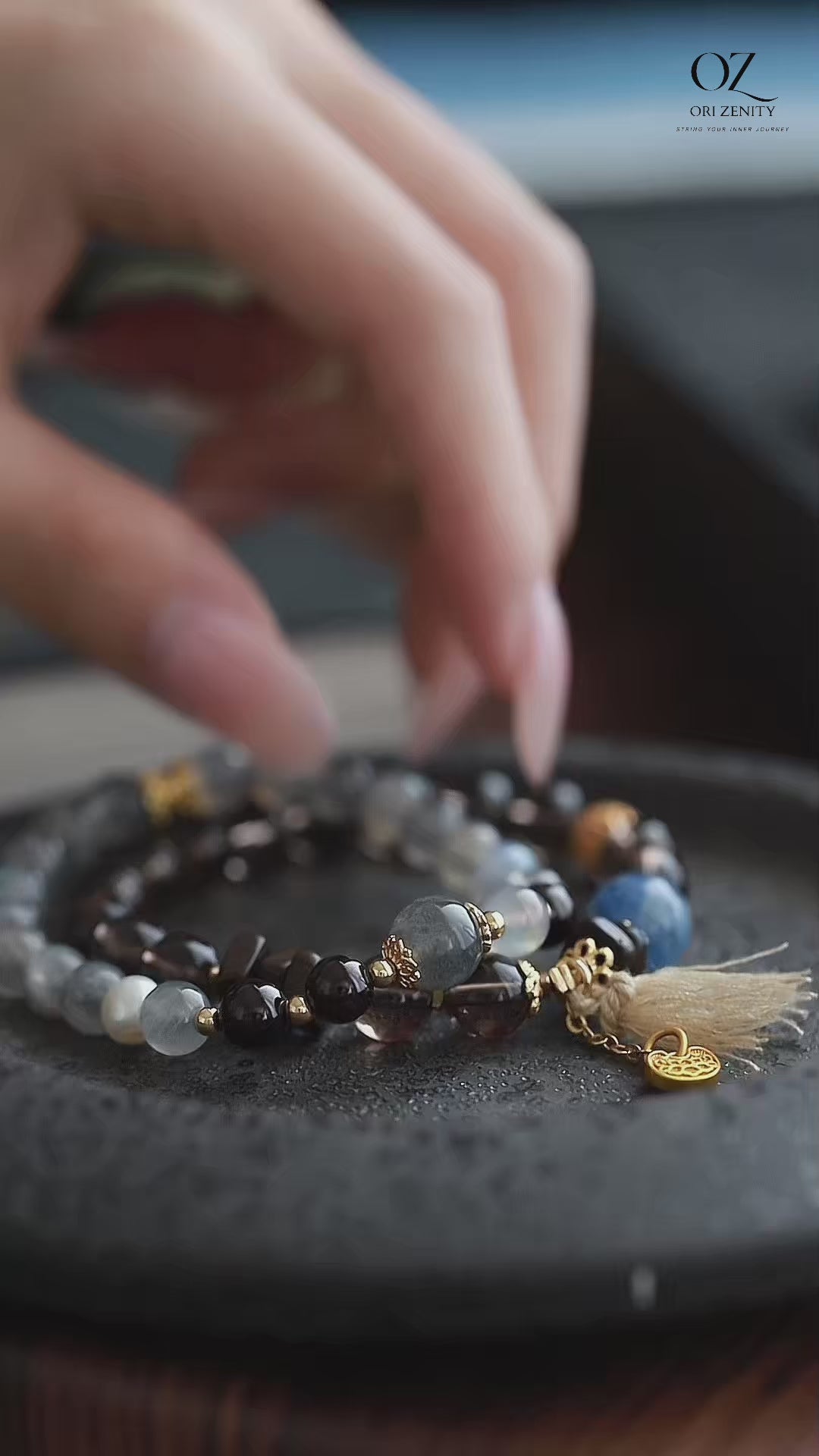 OZ Himalaya Series YE1006 Bohemian Beach Wrap: Smoky Quartz Kyanite Bracelet