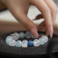 OZ  Dorothy Series MC1000 Designed Elegant Blue Kyanite Clear Quartz Aquamarine Bracelet - Healing Gemstone Gift