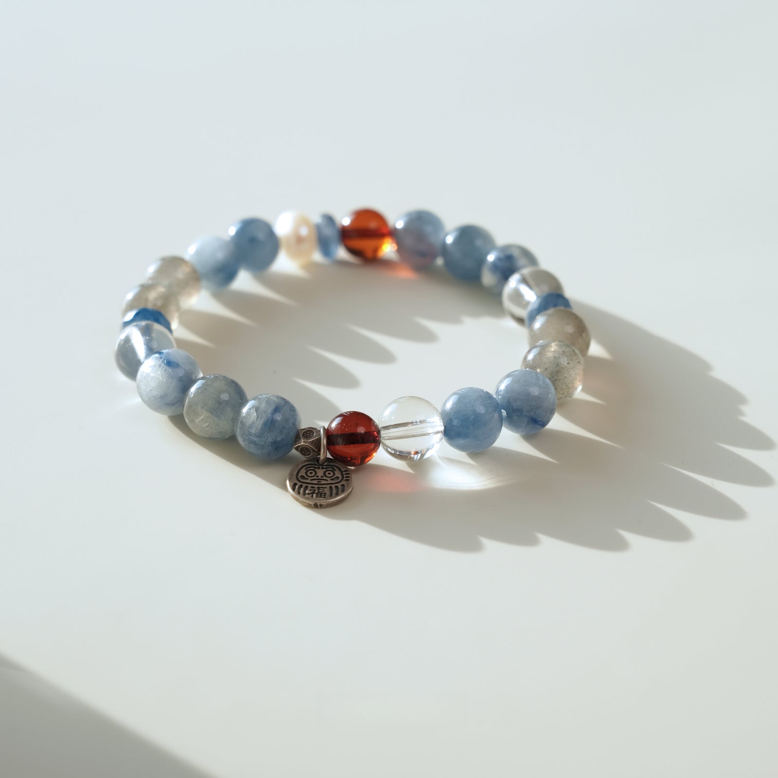 OZ Himalaya Series BU1004 Kyanite, Pearl, Blood Amber & Clear Quartz Bracelet
