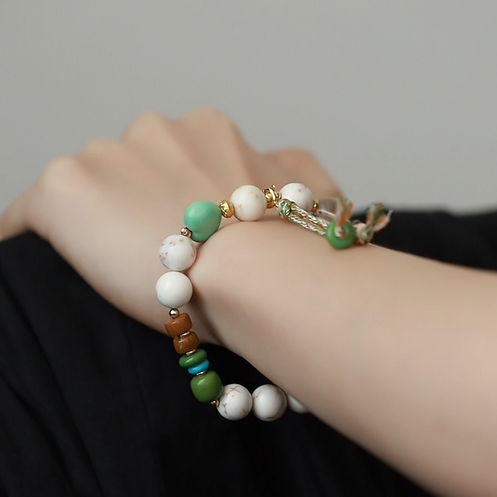 OZ Himalaya Series WH1009 Boho Howlite &Tiger's Eye Beaded Bracelet