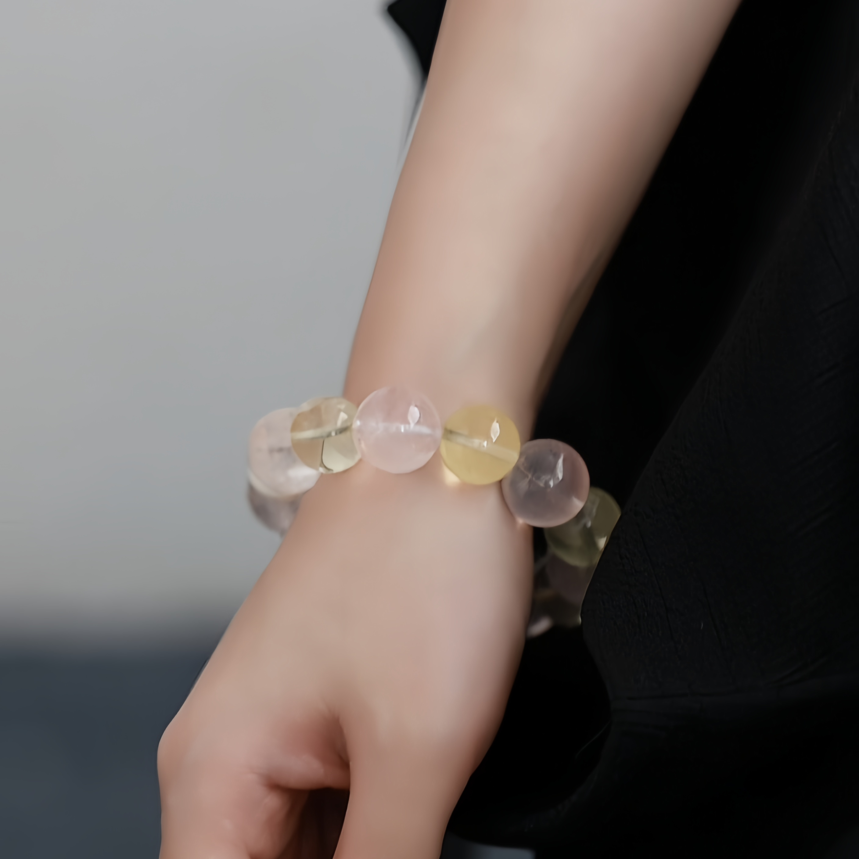 OZ Dorothy Series PK1013 Ice Cream Color Crystal Bracelet - Rose Quartz & Citrine Summer Jewelry Gift