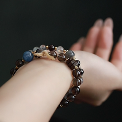 OZ Himalaya Series YE1006 Bohemian Beach Wrap: Smoky Quartz Kyanite Bracelet