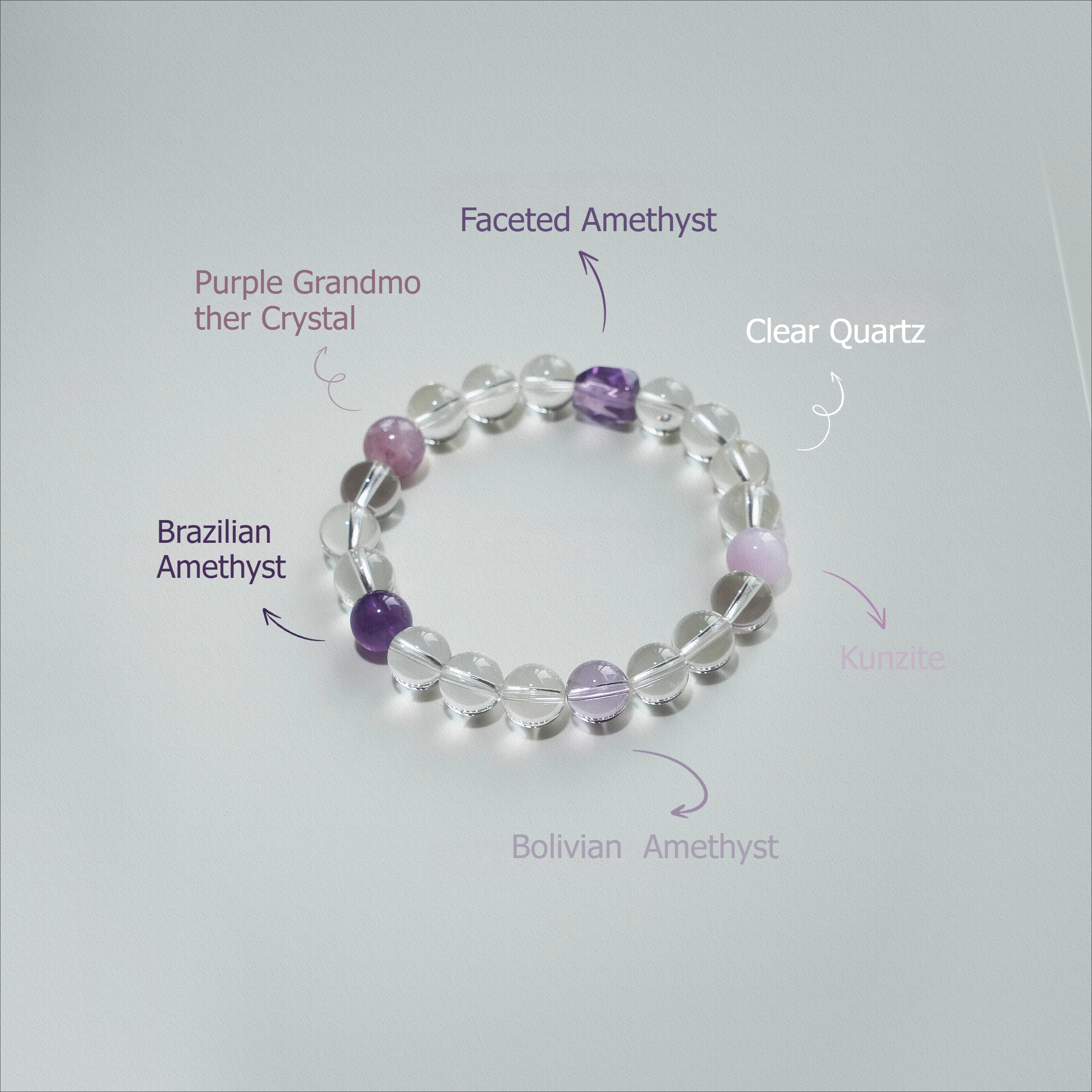 OZ Dorothy Series WH1004 Clear Quartz Amethyst Bracelet