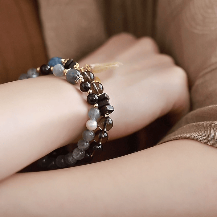 OZ Himalaya Series YE1006 Bohemian Beach Wrap: Smoky Quartz Kyanite Bracelet