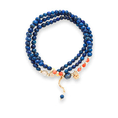 OZ Himalaya Series BU1008 Lapis Lazuli Triple Wrap Bracelet Convertible Necklace