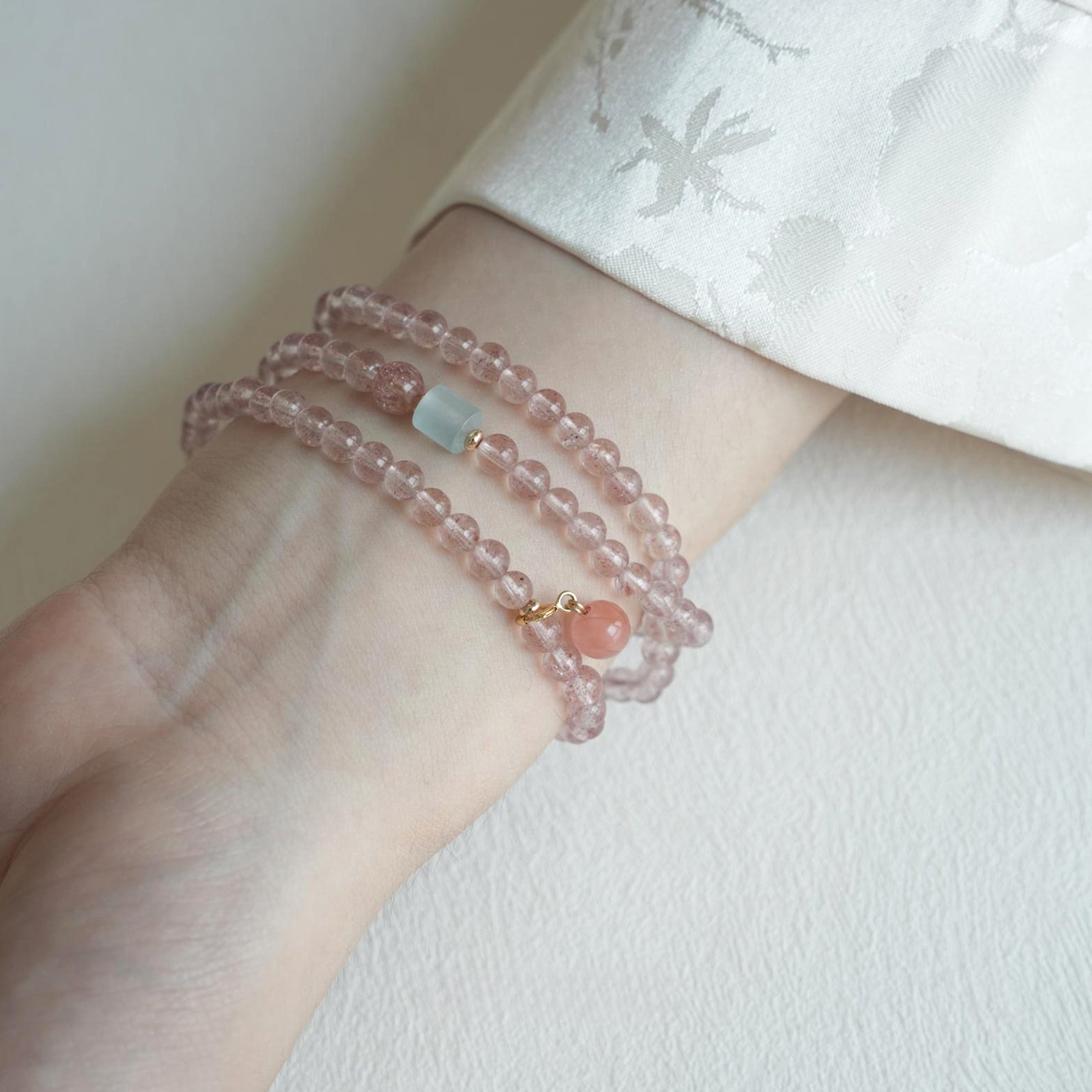 OZ  Dunhuang Series PK1001 Strawberry Rose Quartz & Southern Red Agate Bracelet