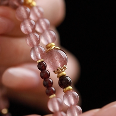 OZ Dorothy Series PK1010 Double Strand Strawberry Quartz & Garnet Bracelet - Romantic Love Gift for Her