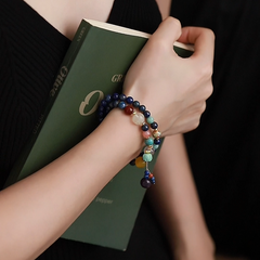 OZ Himalaya Series BU1007 Nepal Style Double Row Lapis Lazuli Bracelet - Meaningful Gift for Her