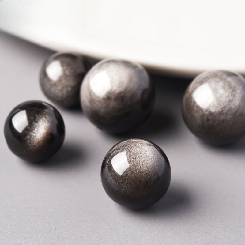 OZ DIY BK6004 Silver Sheen Obsidian Loose Bead