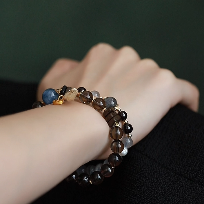 OZ Himalaya Series YE1006 Bohemian Beach Wrap: Smoky Quartz Kyanite Bracelet
