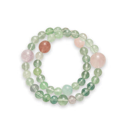 OZ  Dorothy Series GN1004 Sparkling Clear Green Fluorite Strawberry Quartz Rose Quartz Double Wrap Bracelet - Ladies Gift