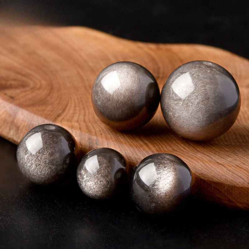 OZ DIY BK6004 Silver Sheen Obsidian Loose Bead