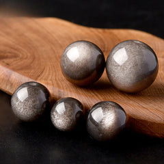 OZ DIY BK6004 Silver Sheen Obsidian Loose Bead