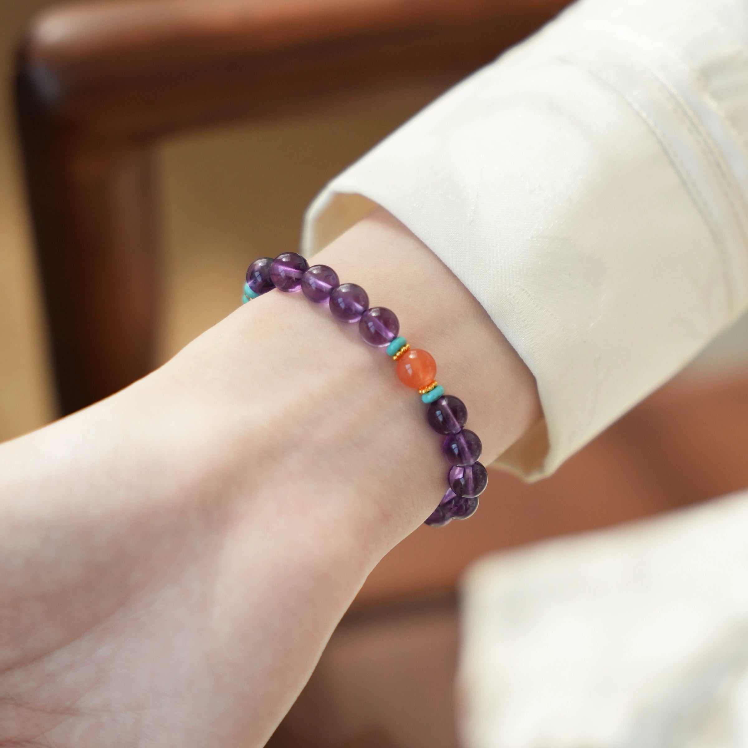 OZ Dorothy Series PL1001 Amethyst, Turquoise & Southern Red Agate Bracelet