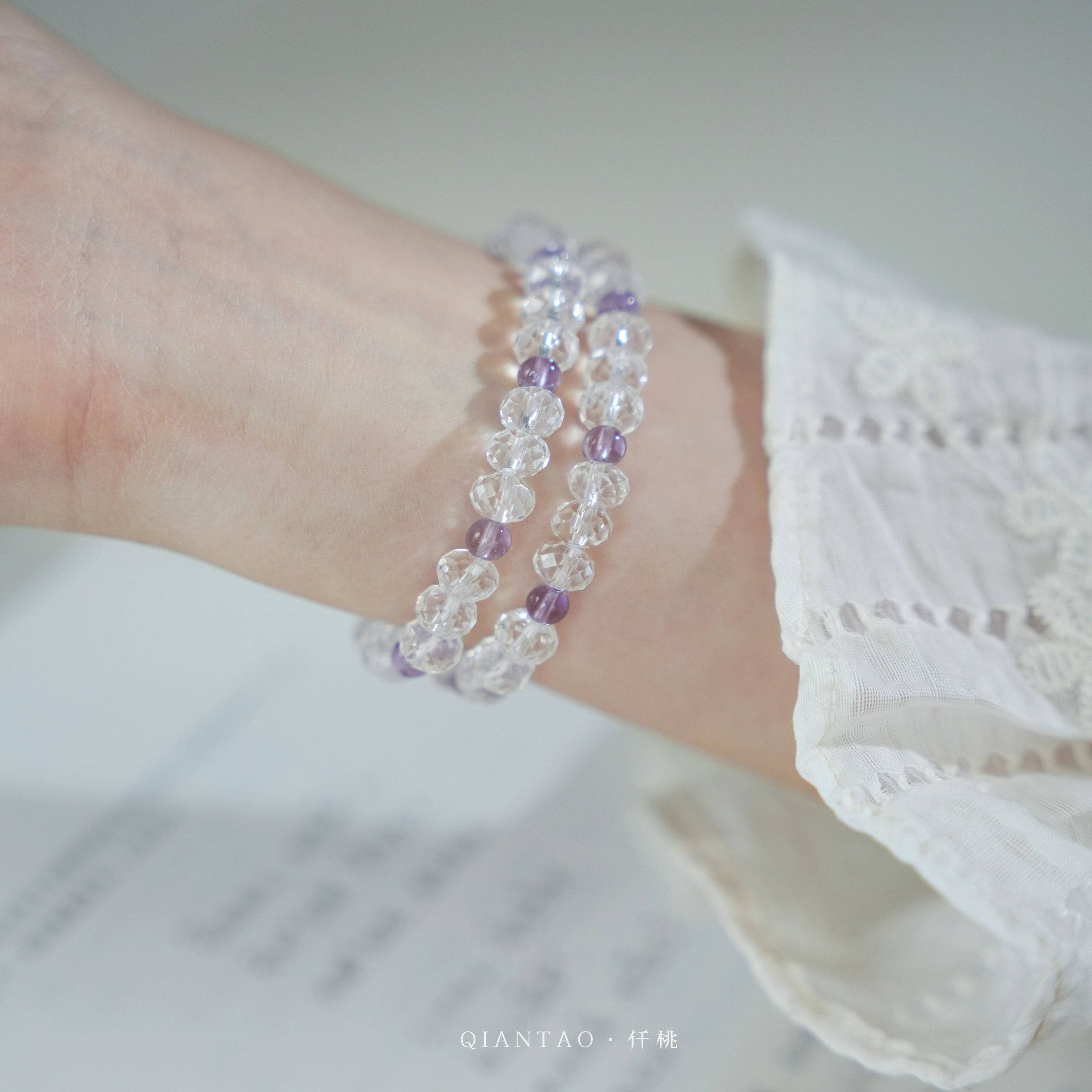 OZ Dorothy Series WH1003 Clear Quartz & Amethyst Bracelet