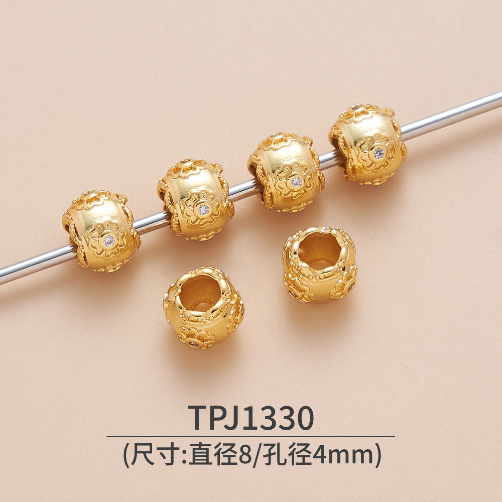 OZ DIY AC13000 8mm/10mm Gold Plated Spacer Bead (3 Pcs)