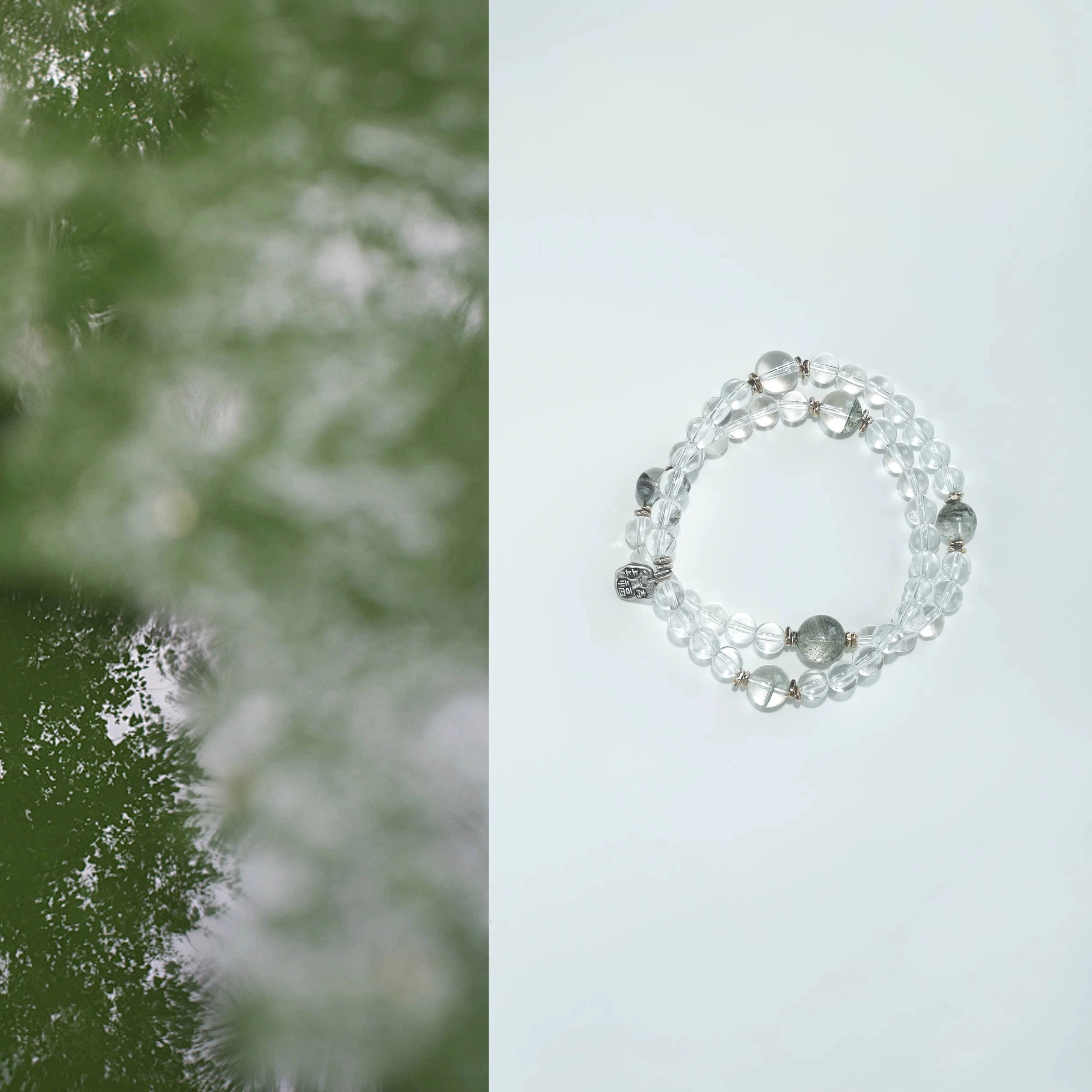 OZ Dorothy Series WH1002 Clear Quartz & Green Phantom Bracelet