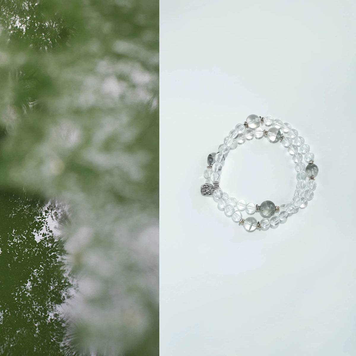 OZ Dorothy Series WH1002 Clear Quartz & Green Phantom Bracelet