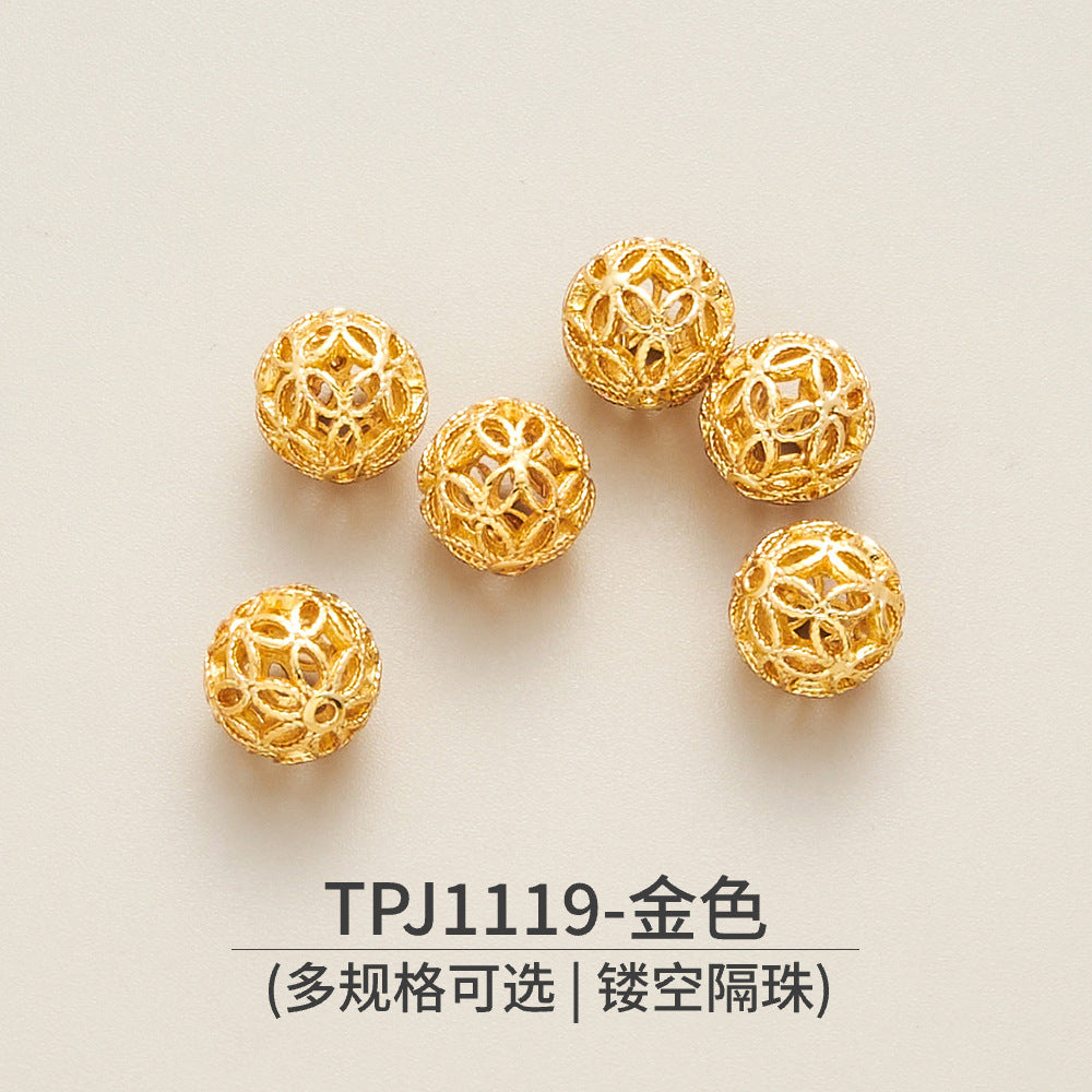 OZ DIY AC13000 8mm/10mm Gold Plated Spacer Bead (3 Pcs)