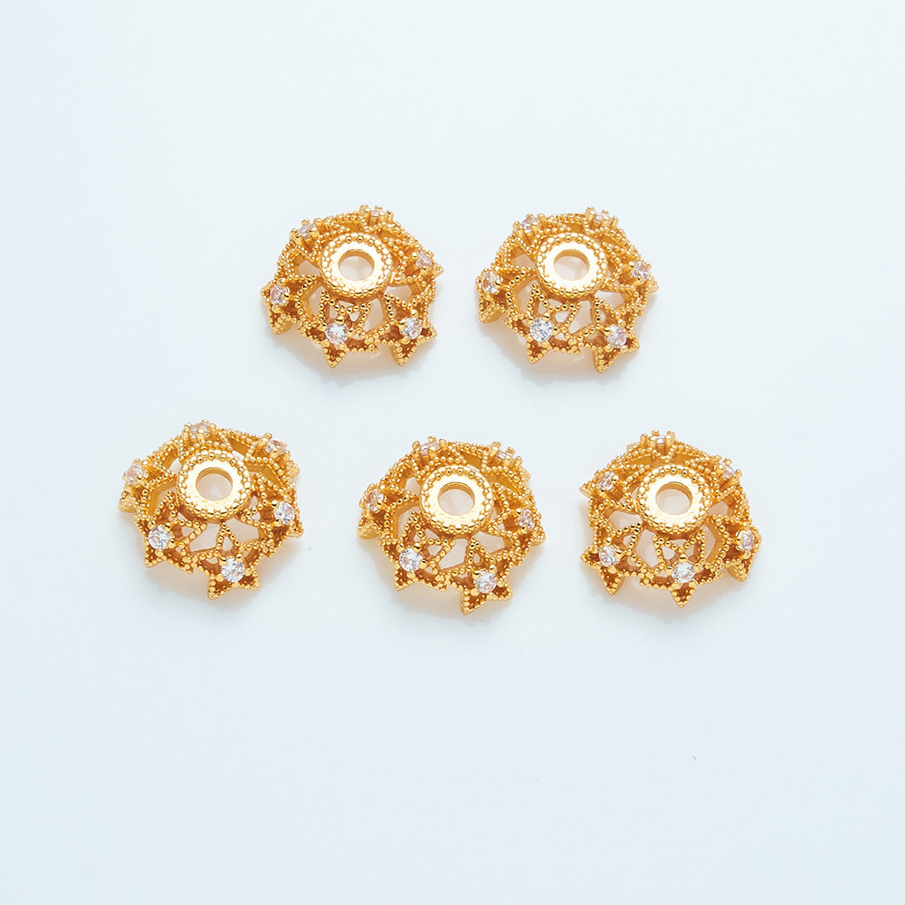 OZ DIY AC10004 Bronze Plated 18K Golden Extra Large Bead Cap (10 Pcs)