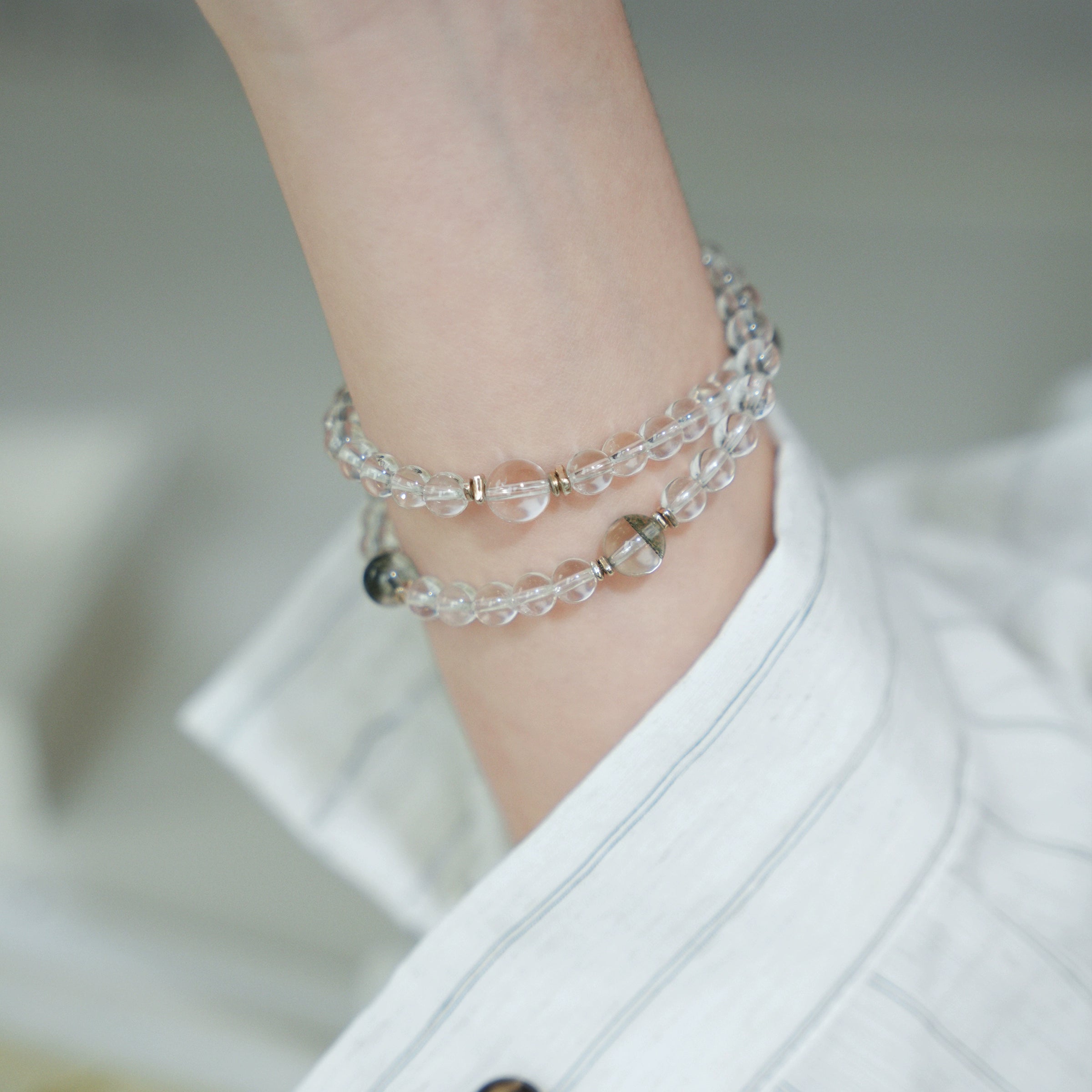 OZ Dorothy Series WH1002 Clear Quartz & Green Phantom Bracelet