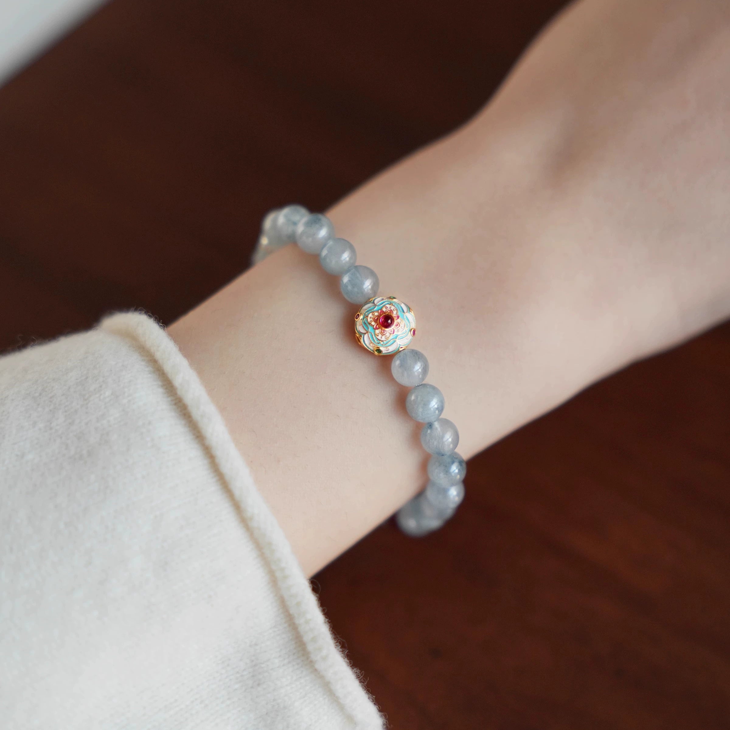 OZ Dunhuang Series BU1001 Blue Rabbit Hair Crystal Bracelet