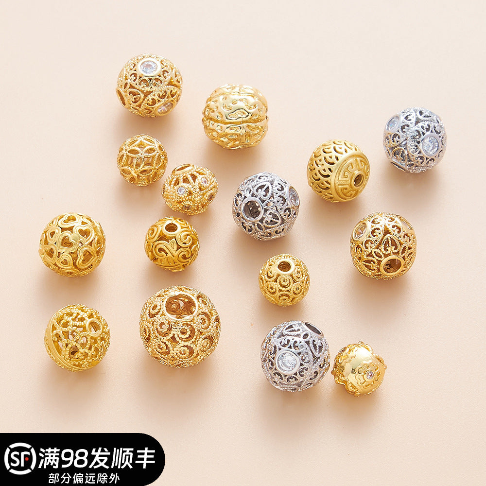 OZ DIY AC13000 8mm/10mm Gold Plated Spacer Bead (3 Pcs)