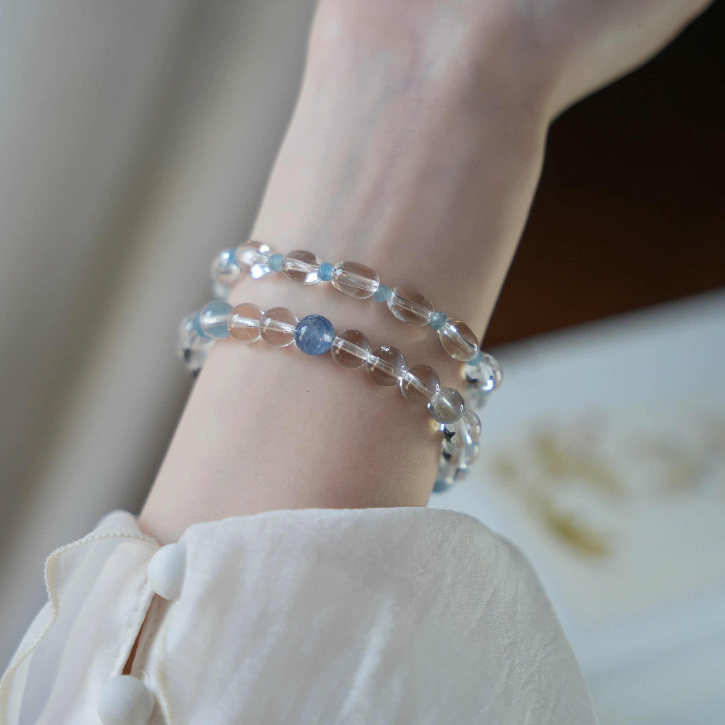 OZ Dorothy Series WH1005 Clarity Clear Quartz & Aquamarine