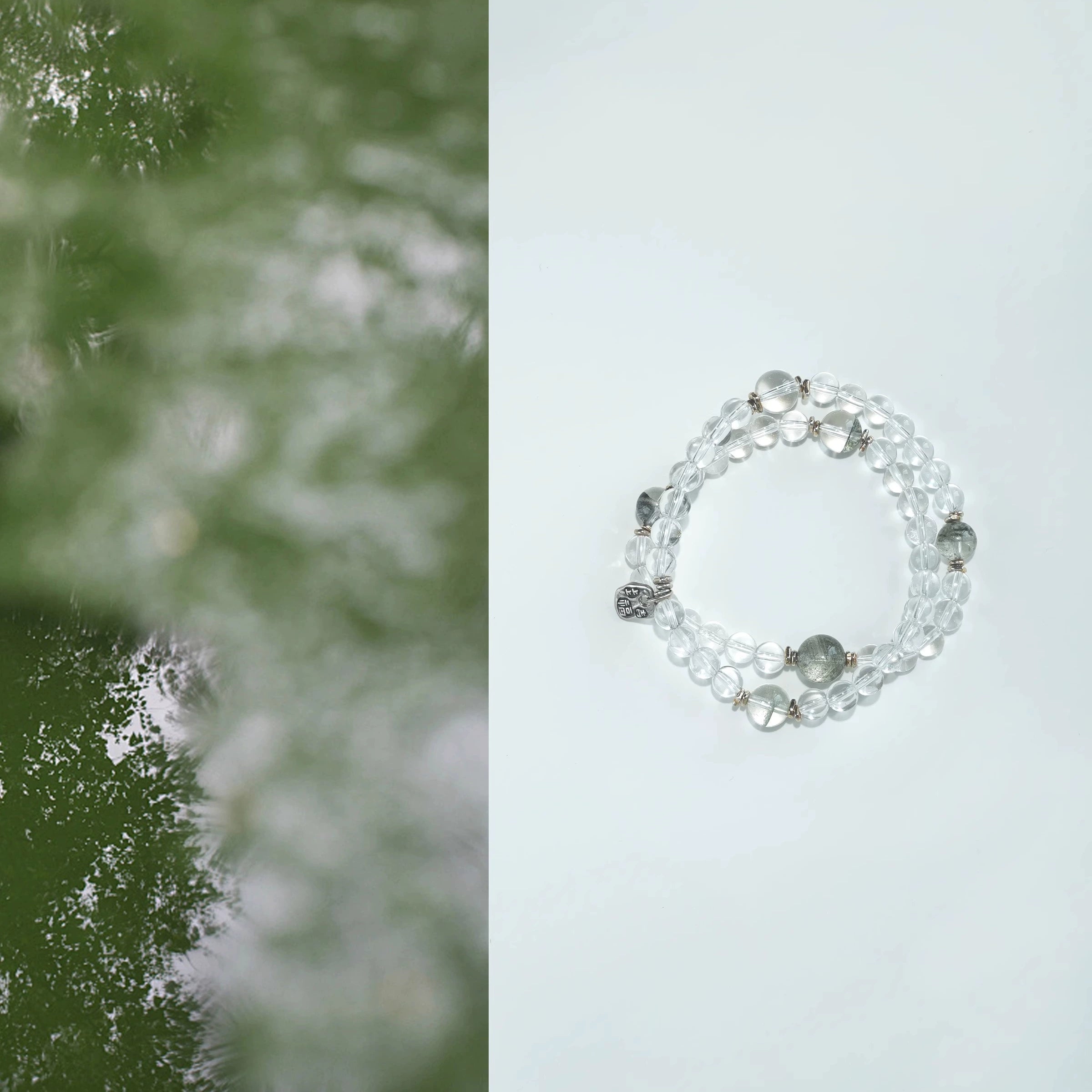OZ Dorothy Series WH1002 Clear Quartz & Green Phantom Bracelet