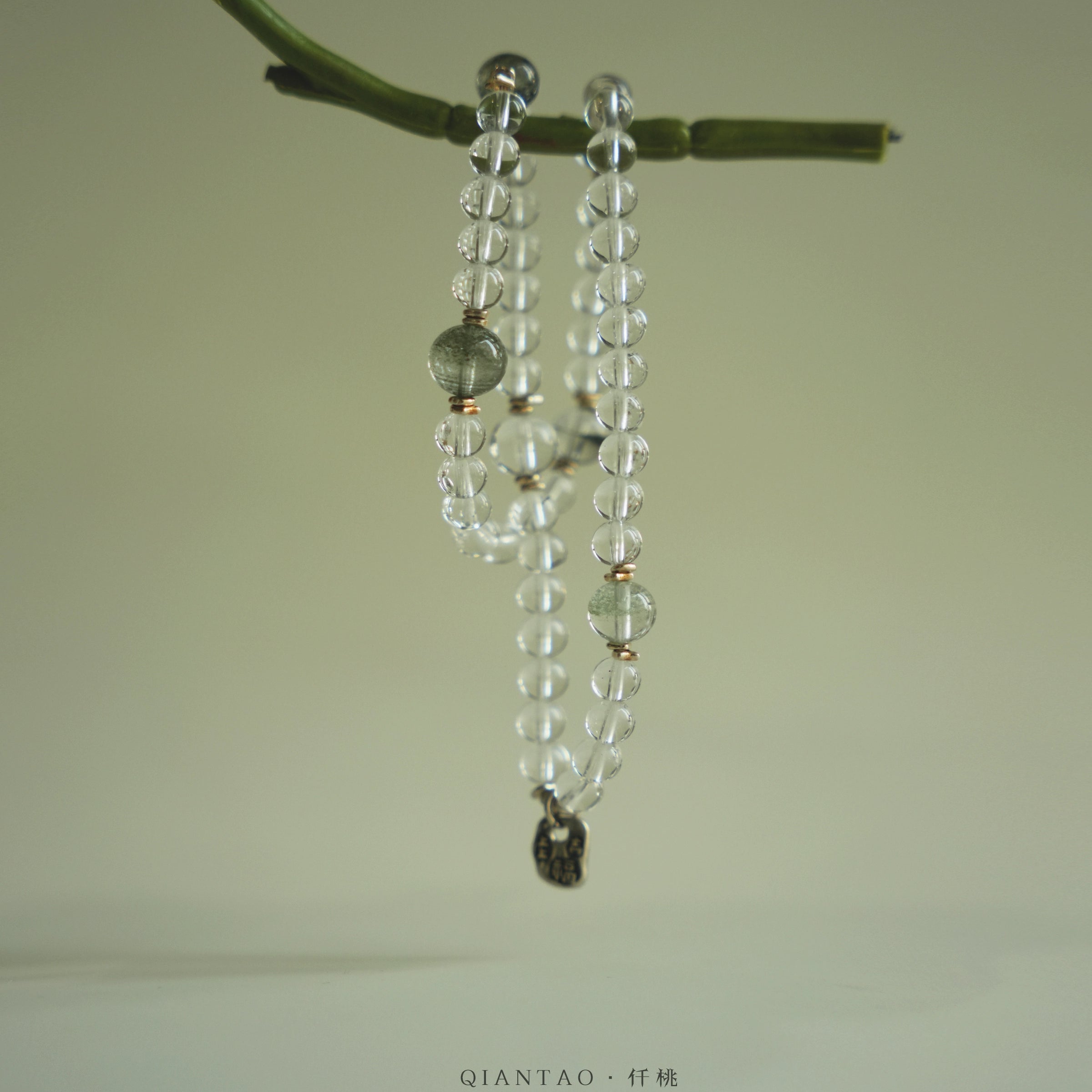 OZ Dorothy Series WH1002 Clear Quartz & Green Phantom Bracelet