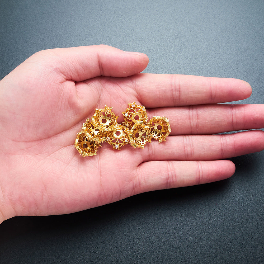 OZ DIY AC10004 Bronze Plated 18K Golden Extra Large Bead Cap (10 Pcs)