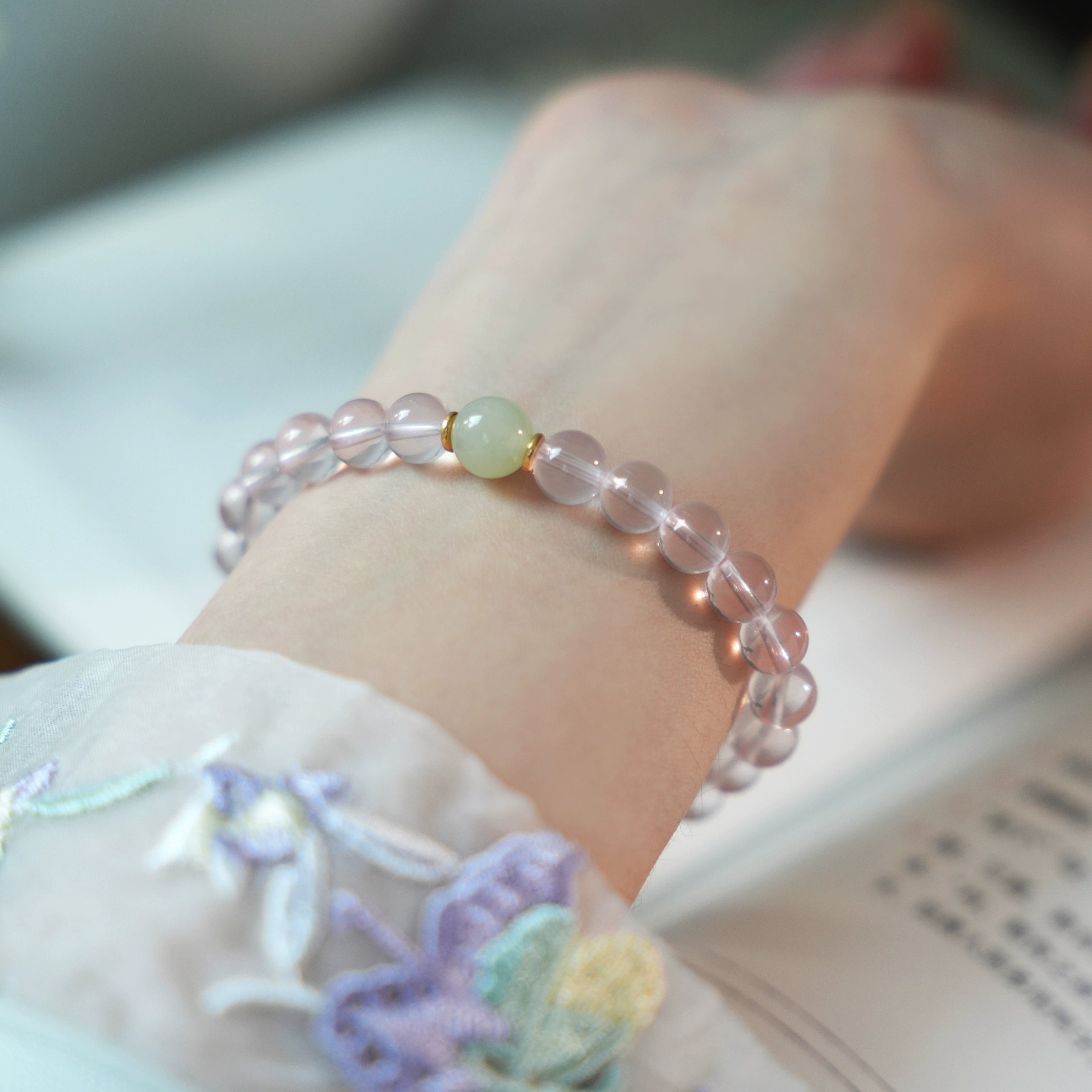 OZ Dorothy Series PK1005 Mozambique Star Six-Pointed Star Rose Quartz Bracelet