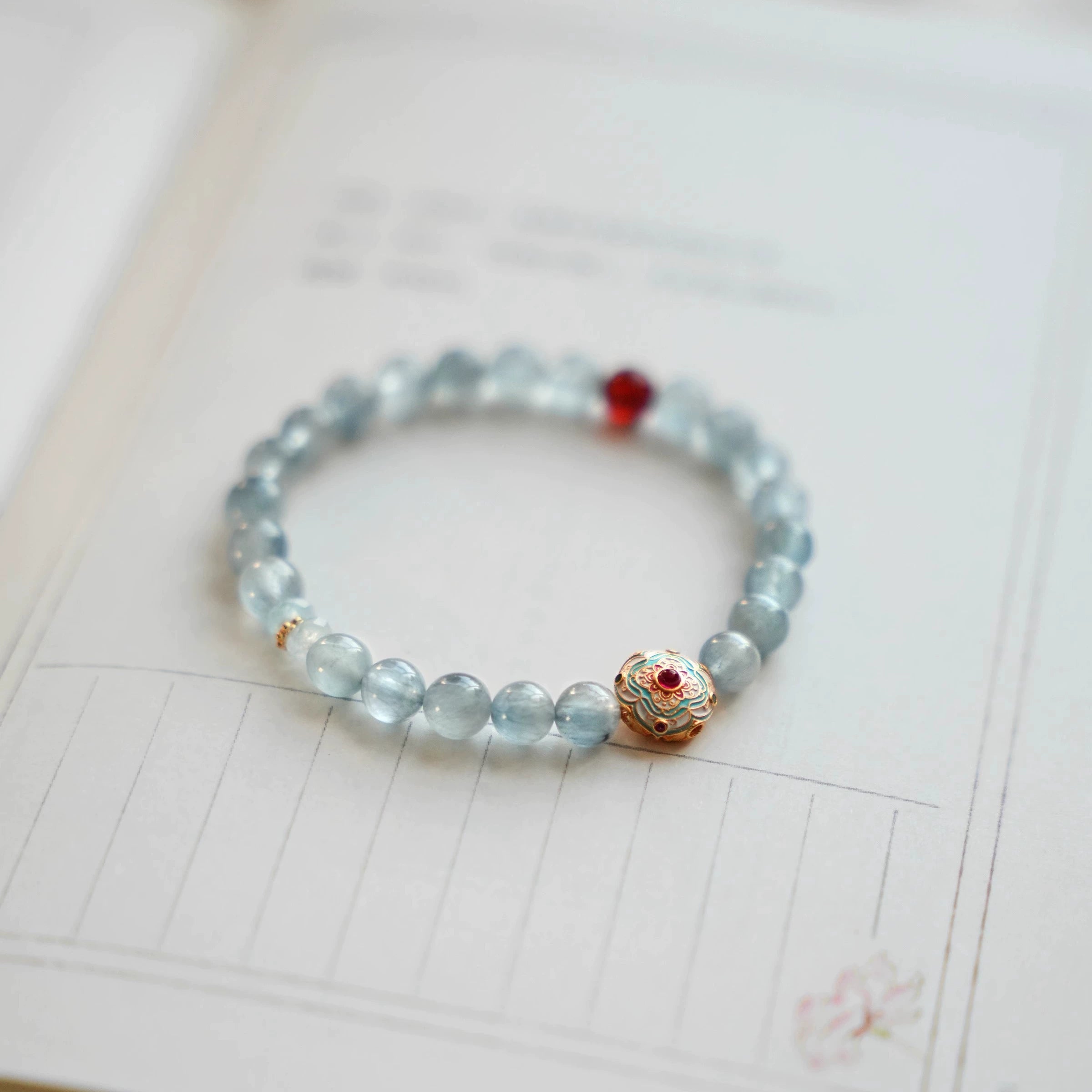 OZ Dunhuang Series BU1001 Blue Rabbit Hair Crystal Bracelet