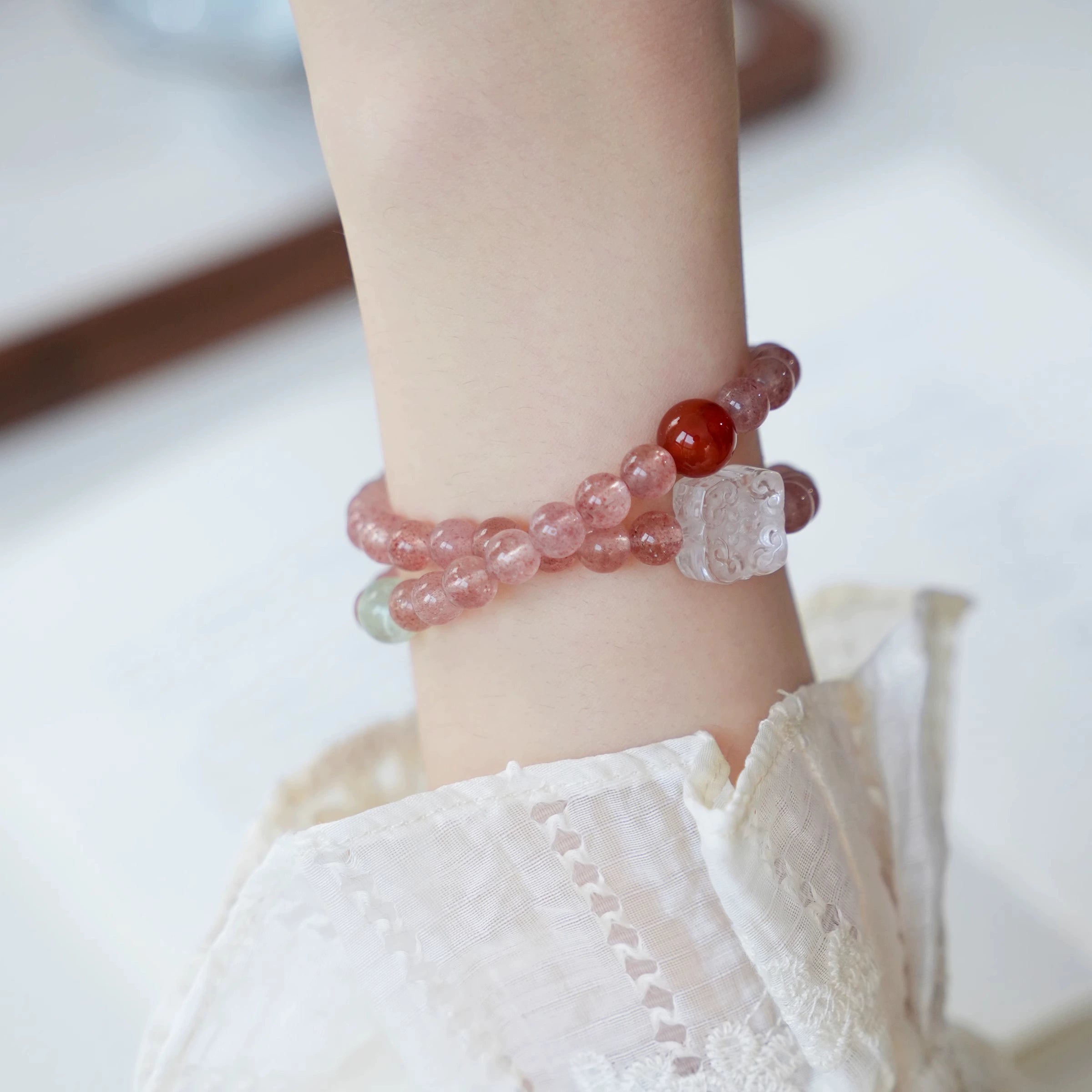 OZ Dorothy Series PK1003 Strawberry Rose Quartz Bracelet