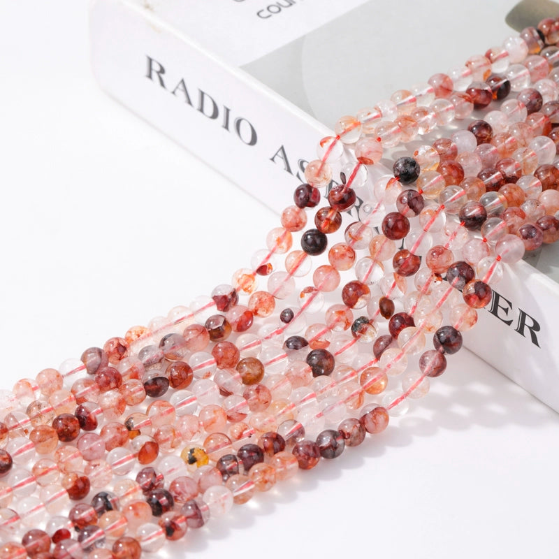 OZ DIY RD6005 Red Hematoid Quartz Loose Bead