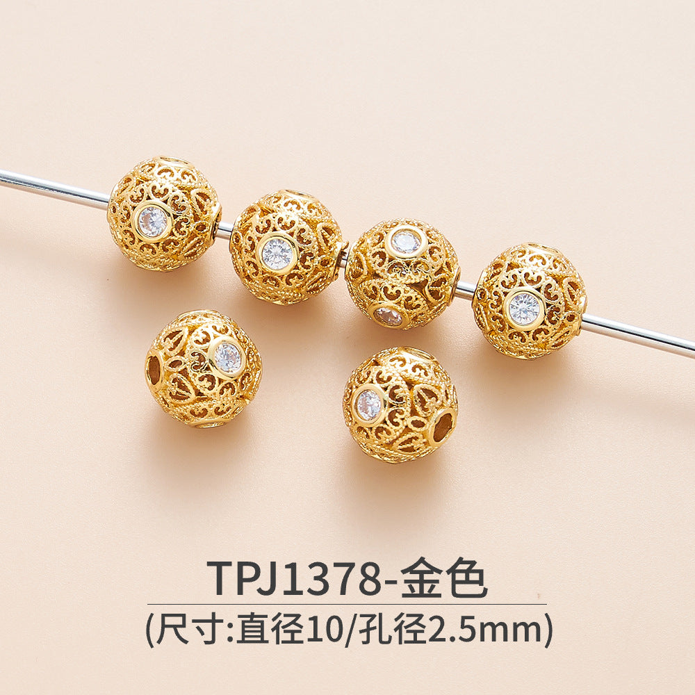 OZ DIY AC13000 8mm/10mm Gold Plated Spacer Bead (3 Pcs)